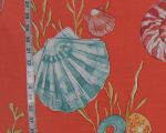 Orange seashell fabric nautilus coral starfish Remanant- 24"